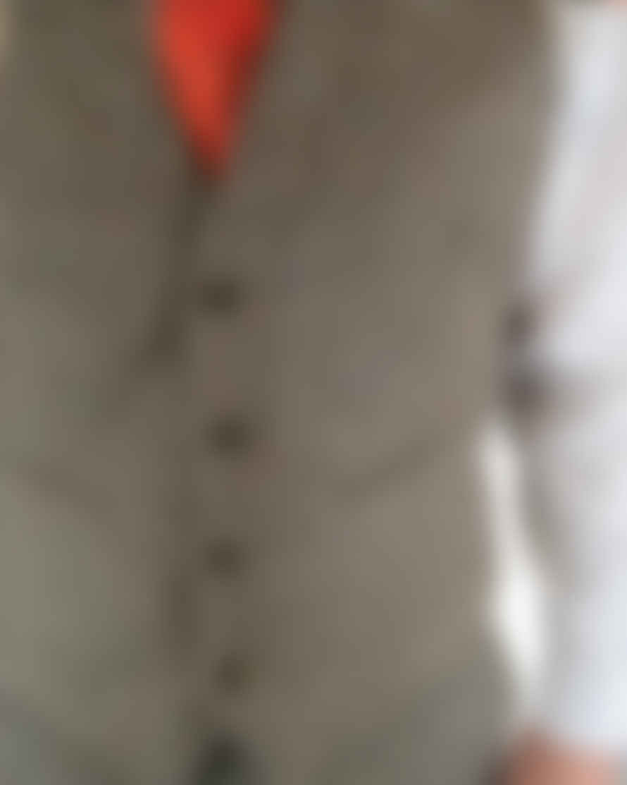 Torre Donegal Tweed Suit Waistcoat - Brown