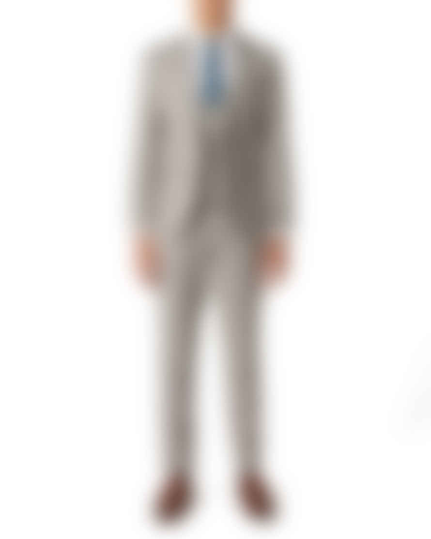 Remus Uomo Mario Micro Houndstooth Suit Trousers - Beige