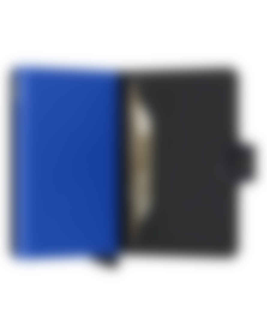 Secrid Mini Leather Wallet - Matte Black & Blue