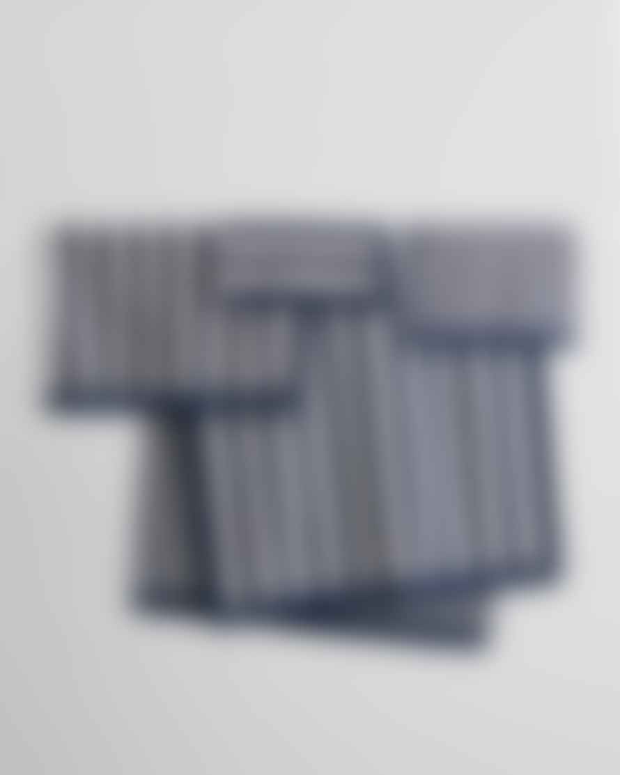 Marimekko asciugamani ospiti in spugna a righe blu scuro e bianco beige 