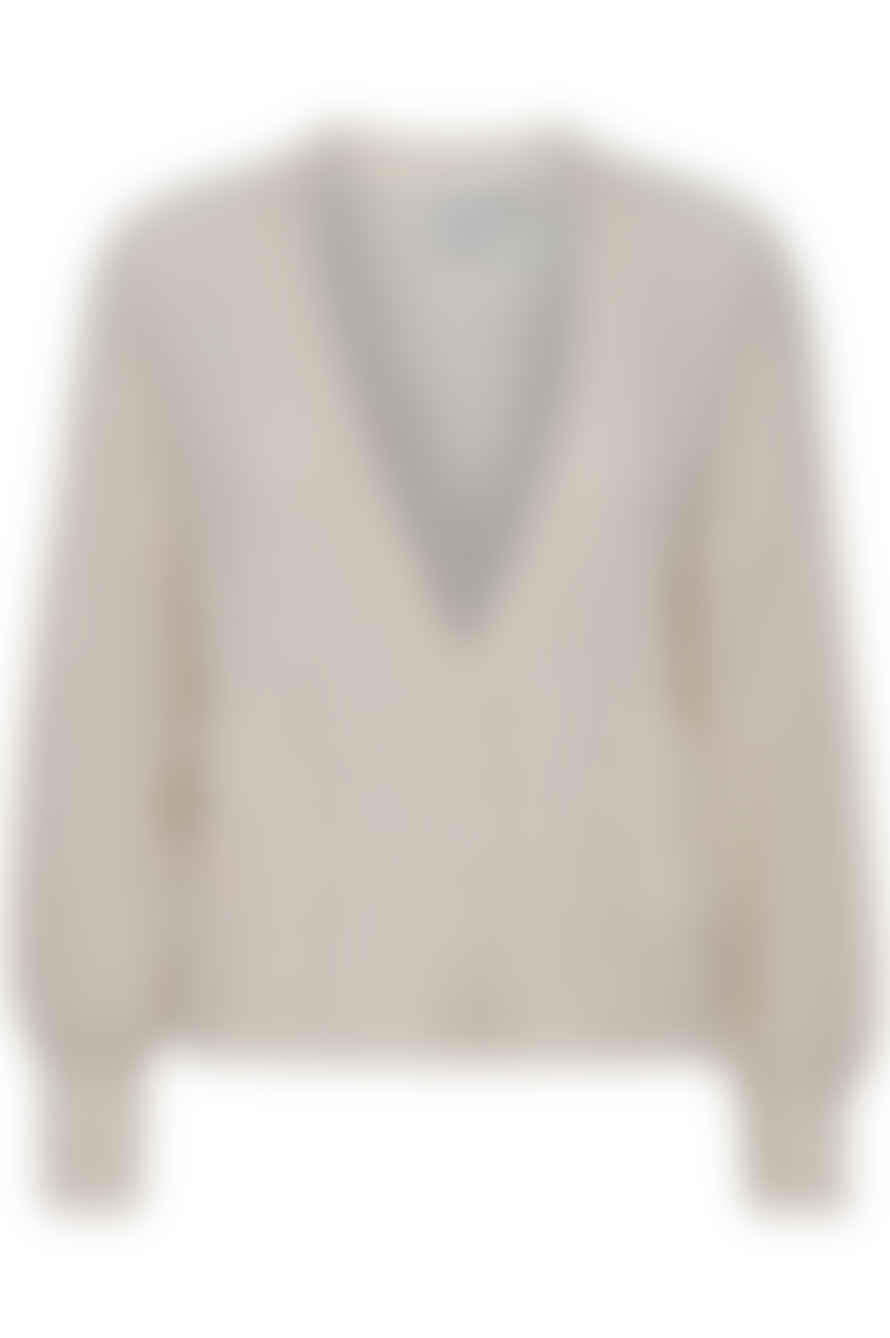 ICHI Ihamara 6 Crystal Grey Beige Cardigan