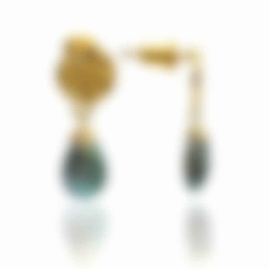 AZUNI LONDON Athena Drop Gemstone Earrings Gold