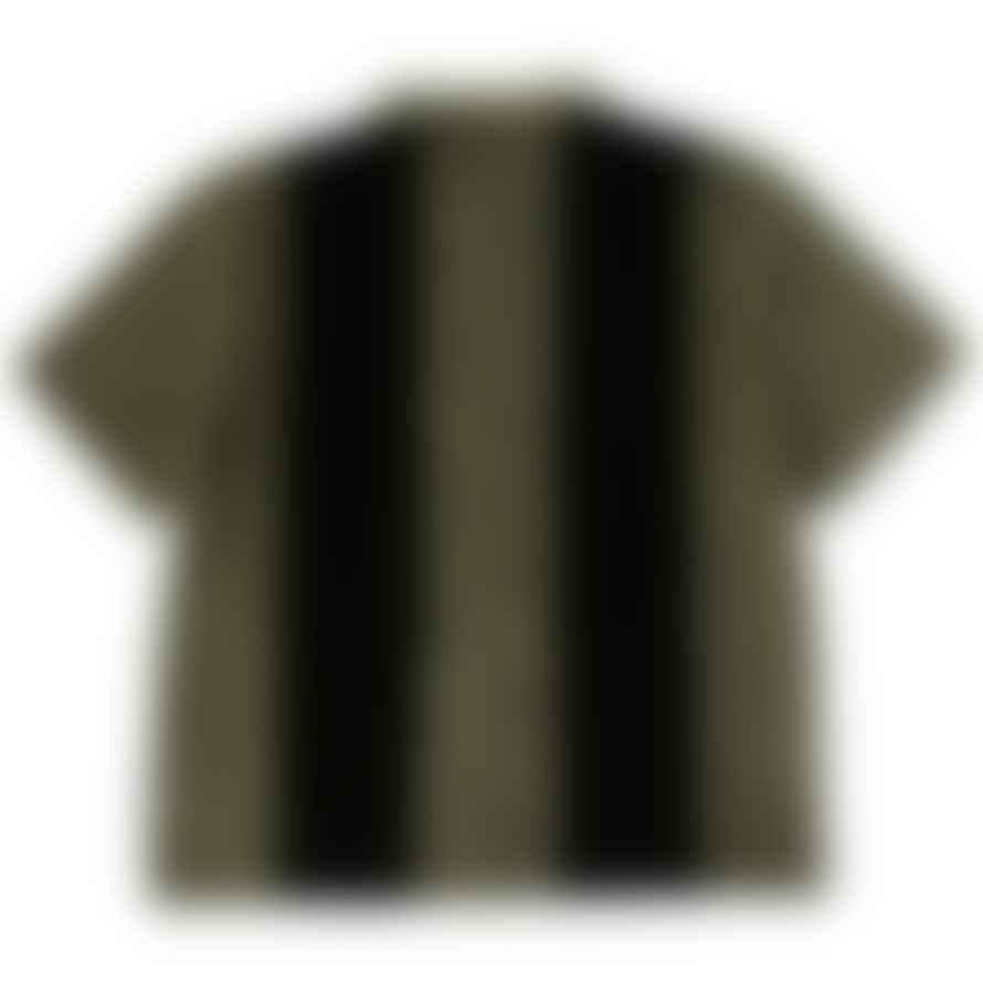 Skateboard Cafe Velour Stripe Shirt - Olive / Black
