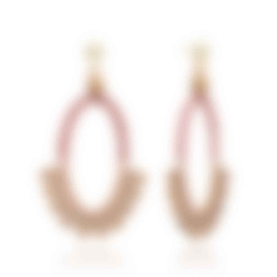 Azuni Kogi Large Oval Hoop Crochet Bead Earring - Pink