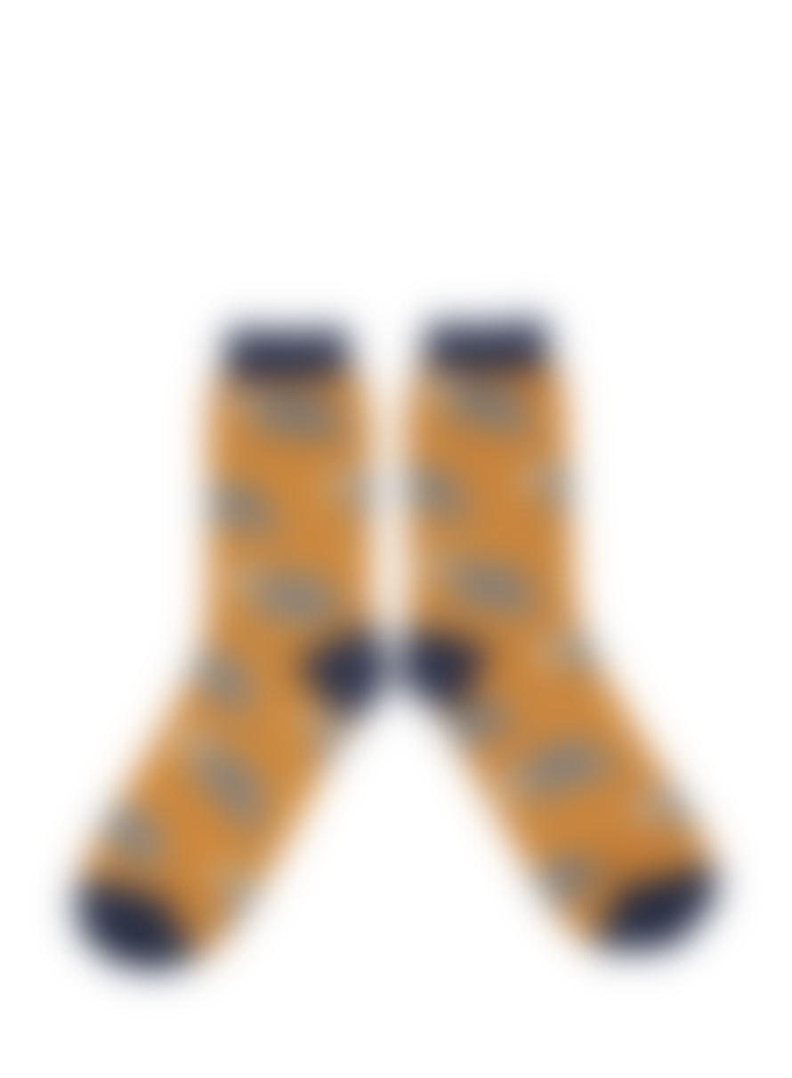Catherine Tough Men's Lambswool Ankle Socks In Mustard Badger From