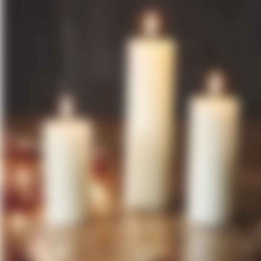 Distinctly Living Set Of 3 Led Wax Church Pillar Candles