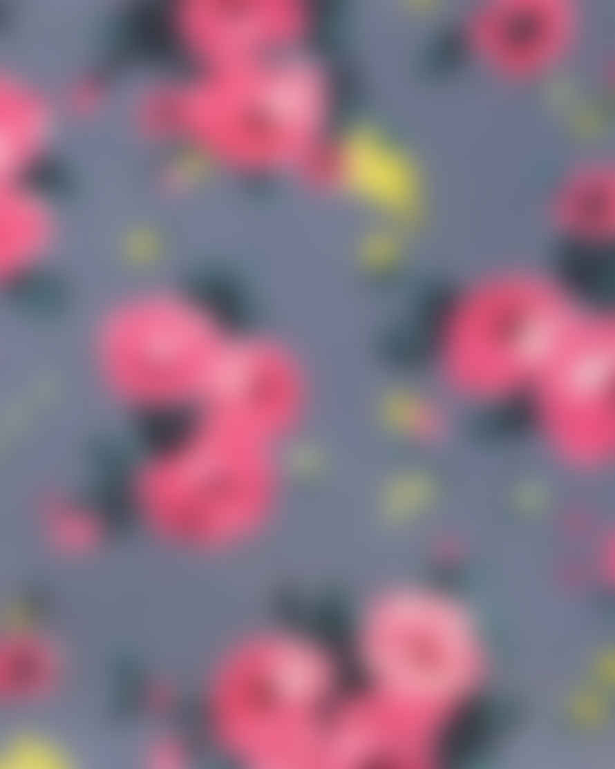 Knightsbridge Neckwear Liberty Print Inspired Floral Pocket Square - Grey / Pink