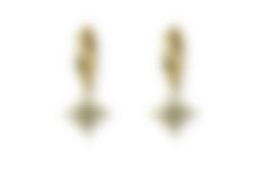 Boho Betty Garner Aqua Cz Bead Charm Gold Hoop Earrings