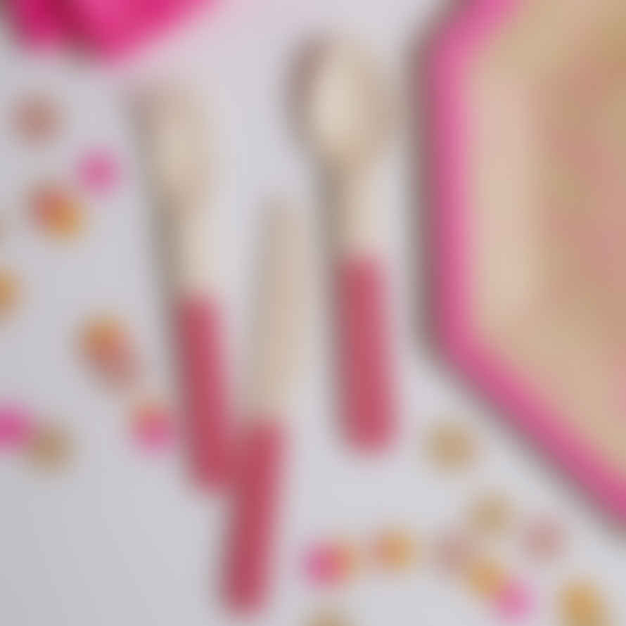 Meri Meri Pink Neon Wooden Cutlery - Neon Birthday