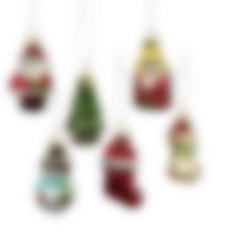 Sass & Belle  Glitzy Mini Christmas Characters Shaped Baubles - Set Of 6