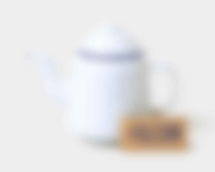 Falcon Enamelware Teapot - White With Blue Rim
