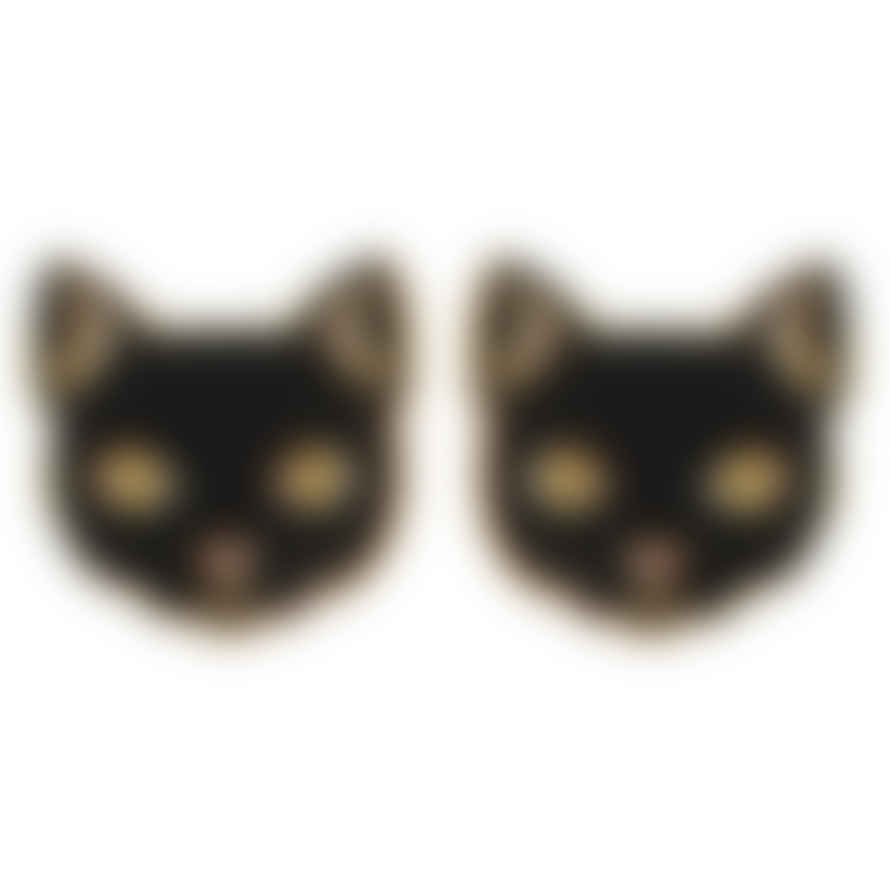 Acorn & Will Pepper Cat Enamel Earrings In Black