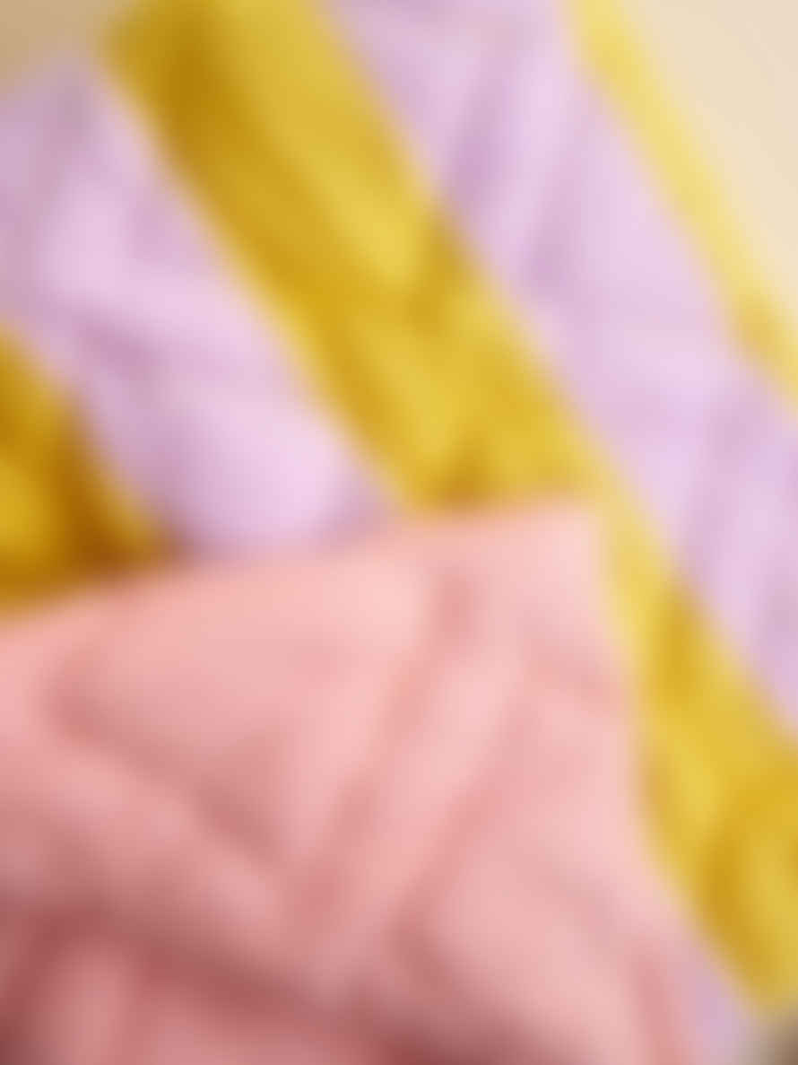 rice Yellow Lavender Striped Print Cotton Quilt