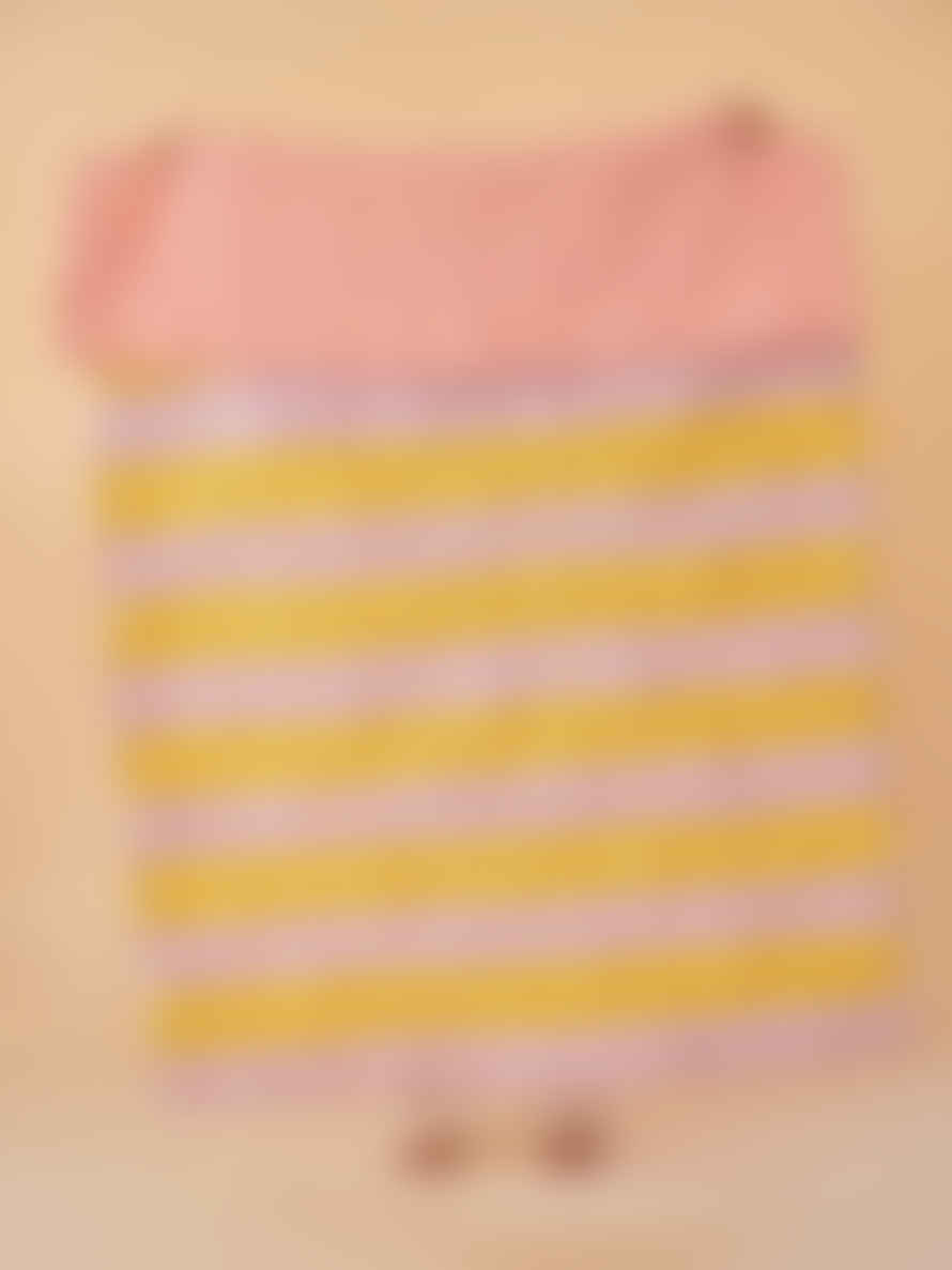 rice Yellow Lavender Striped Print Cotton Quilt