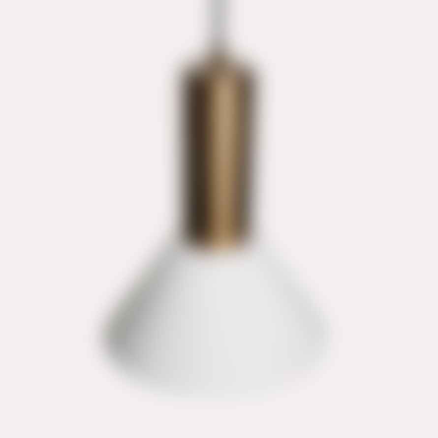 Hubsch Contrast Pendant Lamp Burnished Brass and Opal Glass