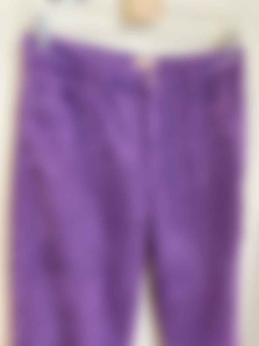 Sunny Studio Pantalon Charpentier En Velours Côtelé Violet