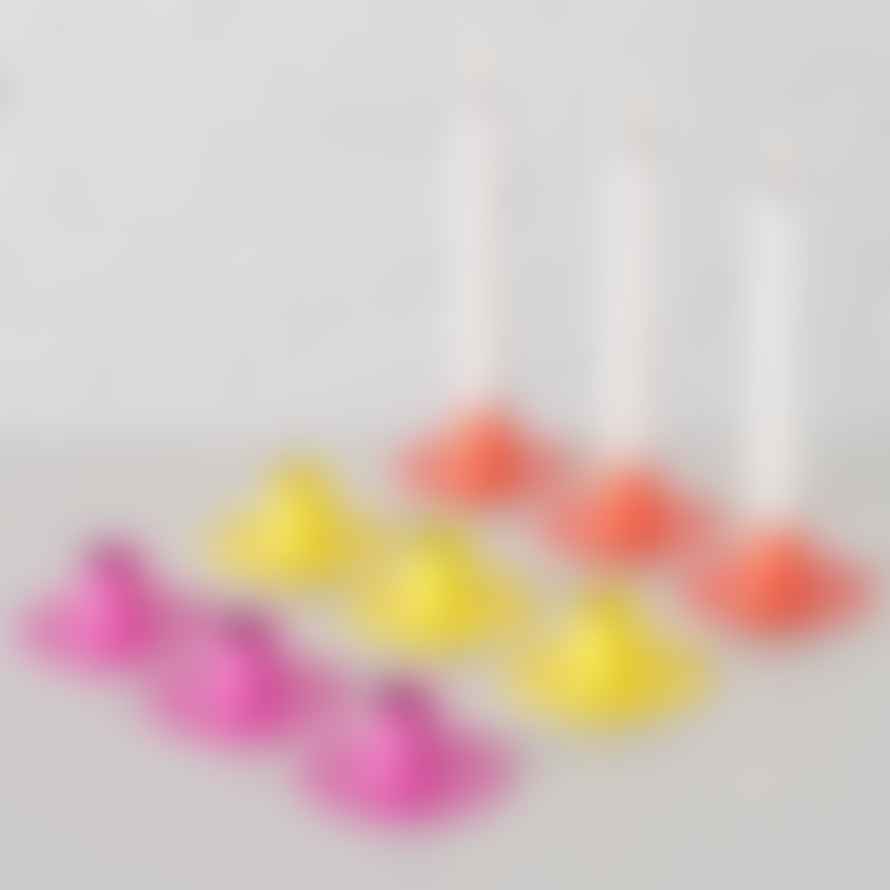 &Quirky Colour Pop Candle Holder : Set of 3 - Pink, Orange or Yellow