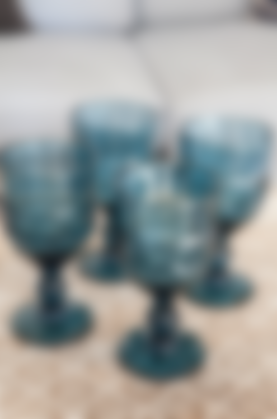 The Home Collection Set Of 4 Blue Wine Goblets
