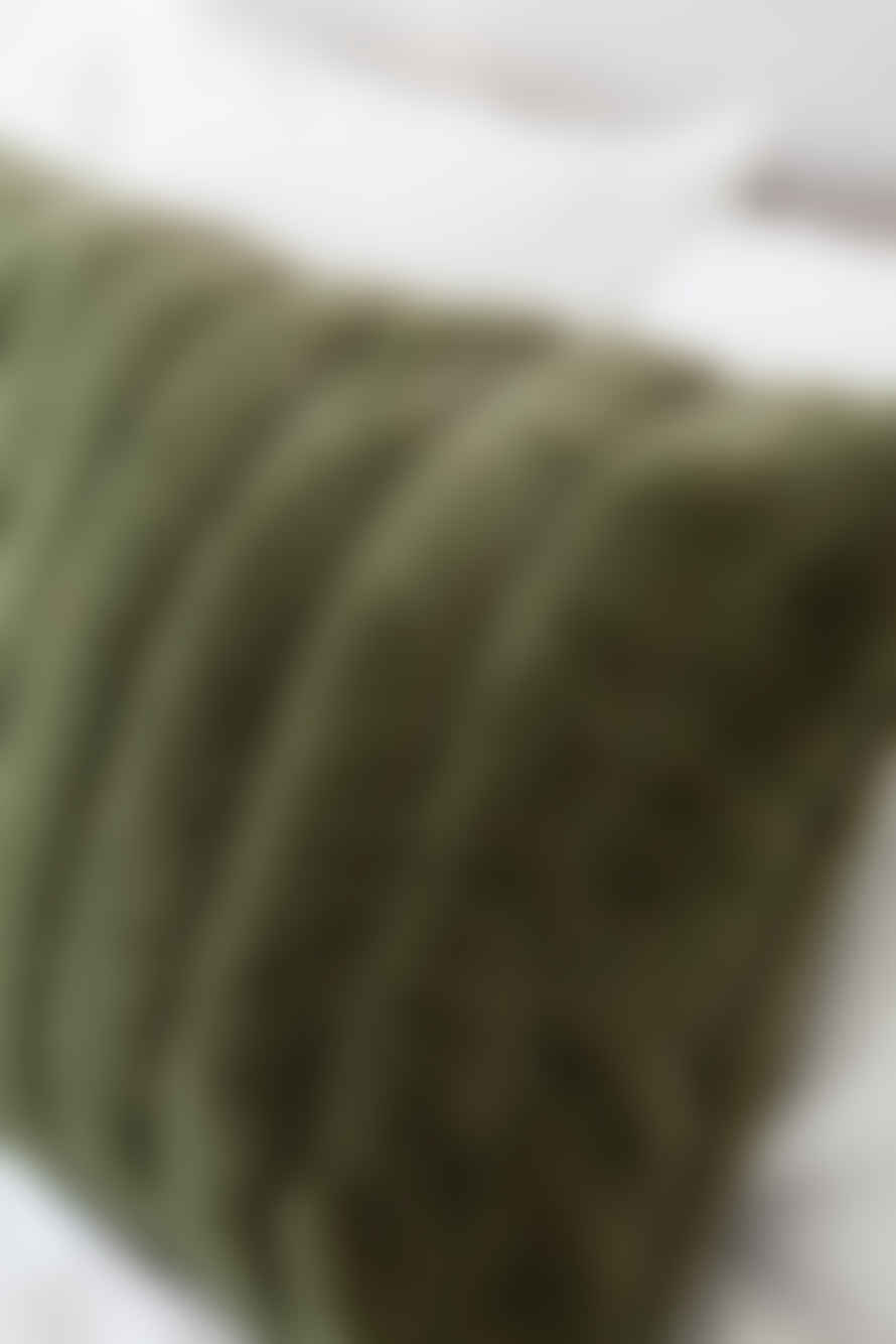 The Home Collection Ribbed Cushion In Olive Green