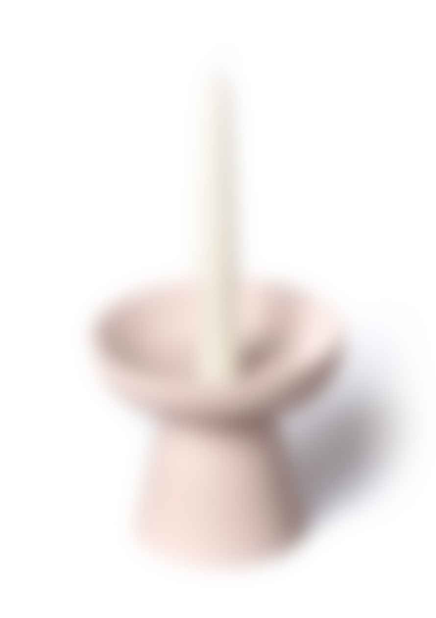 Aery Porcini Small Candle Holder In Soft Pink Matt Clay