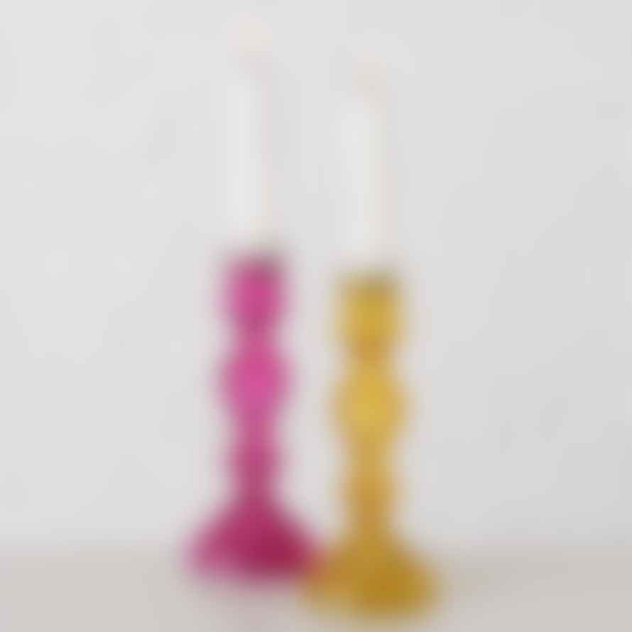 &Quirky Caya Glass Candleholder : Pink or Yellow