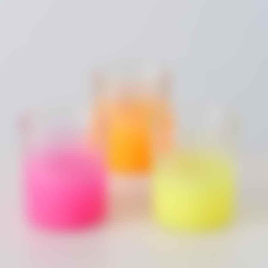 &Quirky Neon Colour Pop Tealight Holders : Set of 2 - Orange, Pink or Yellow