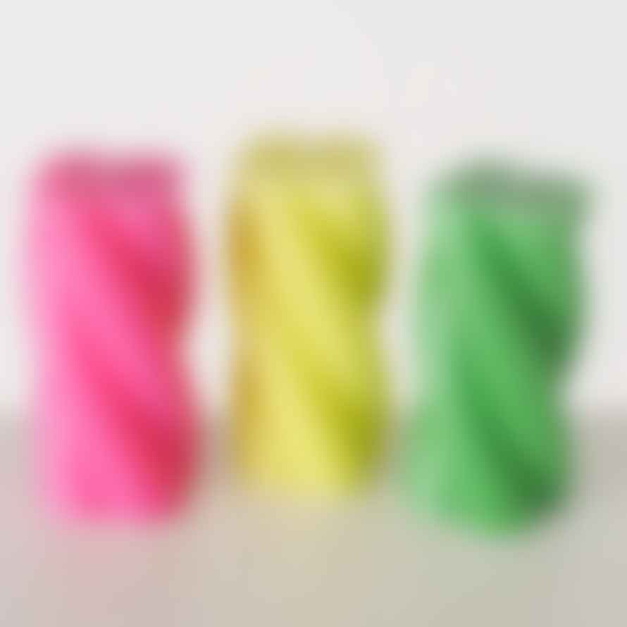 &Quirky Twist Colour Pop Pillar Candle : Pink, Yellow or Green