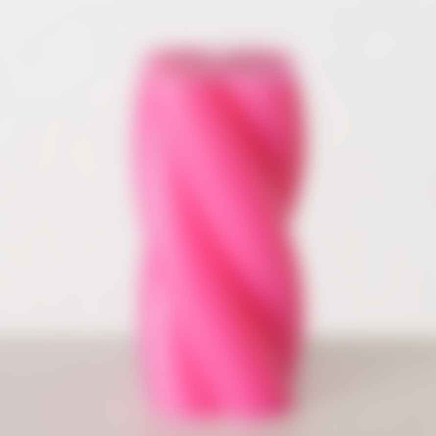 &Quirky Twist Colour Pop Pillar Candle : Pink, Yellow or Green