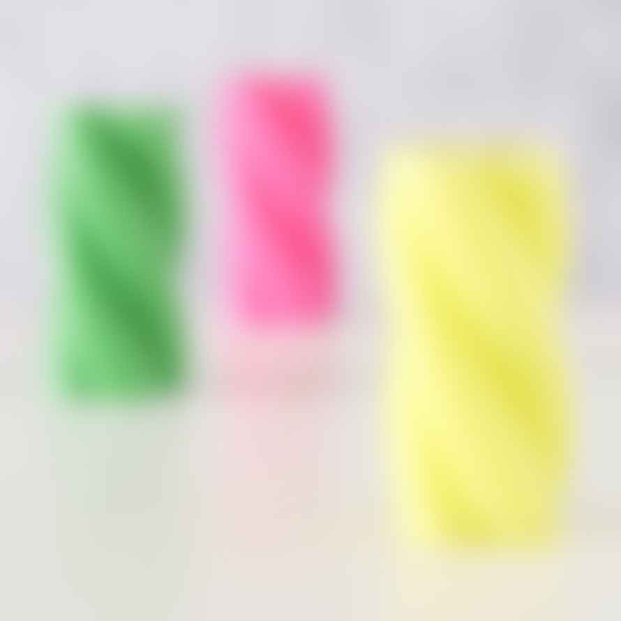 &Quirky Twist Colour Pop Pillar Candle : Pink, Yellow or Green