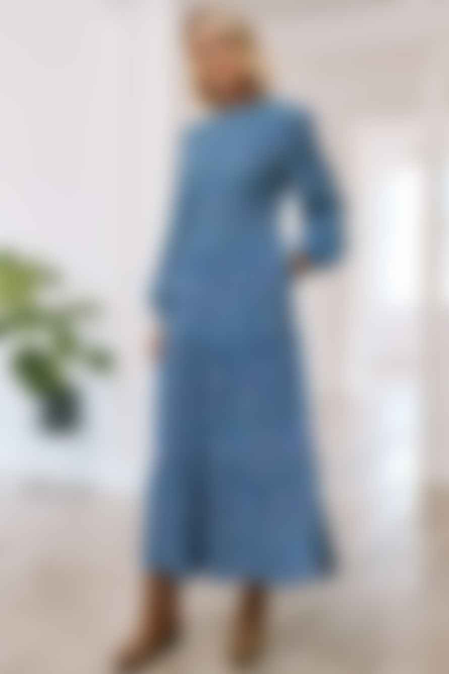 ASPIGA Arlette Dress In Digital Floral Blue Viscose