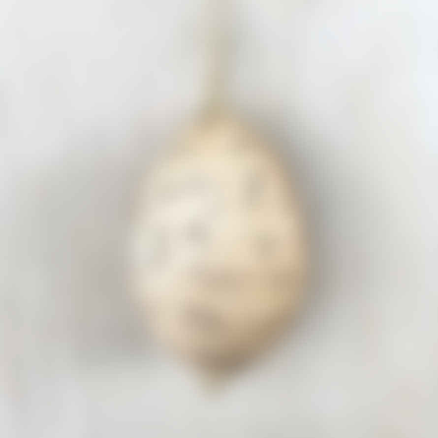 East of India Wooden Hanging Egg with Leaf Pattern