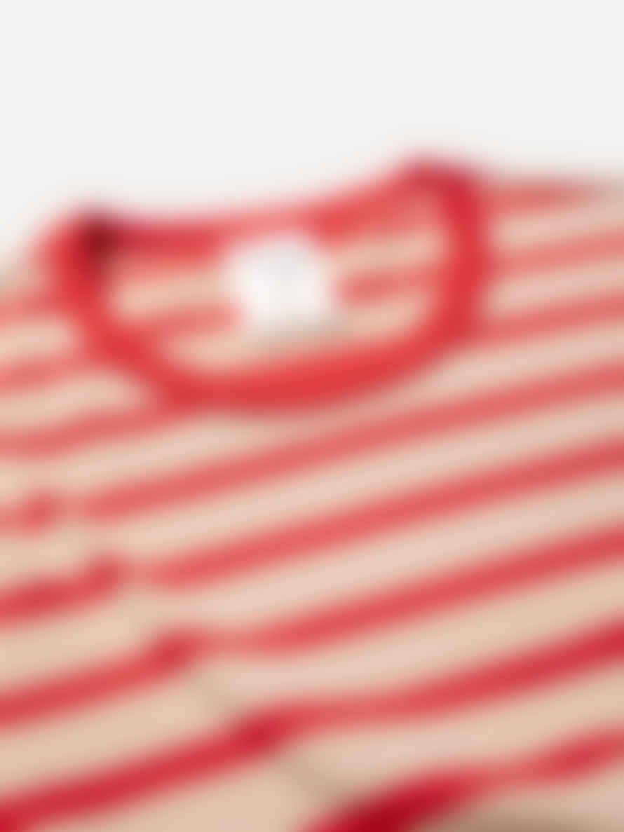 Nudie Jeans T-shirt Joni Breton Stripe Off White / Red