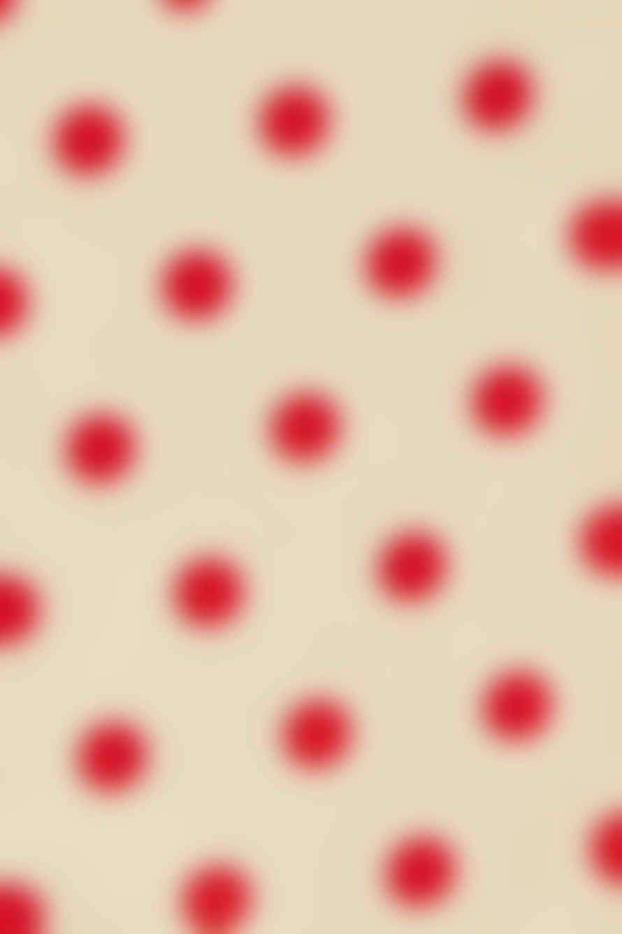 LOVE kidswear Phoebe Blouse In Tencel In Beige With Red Polka Dots For Kids