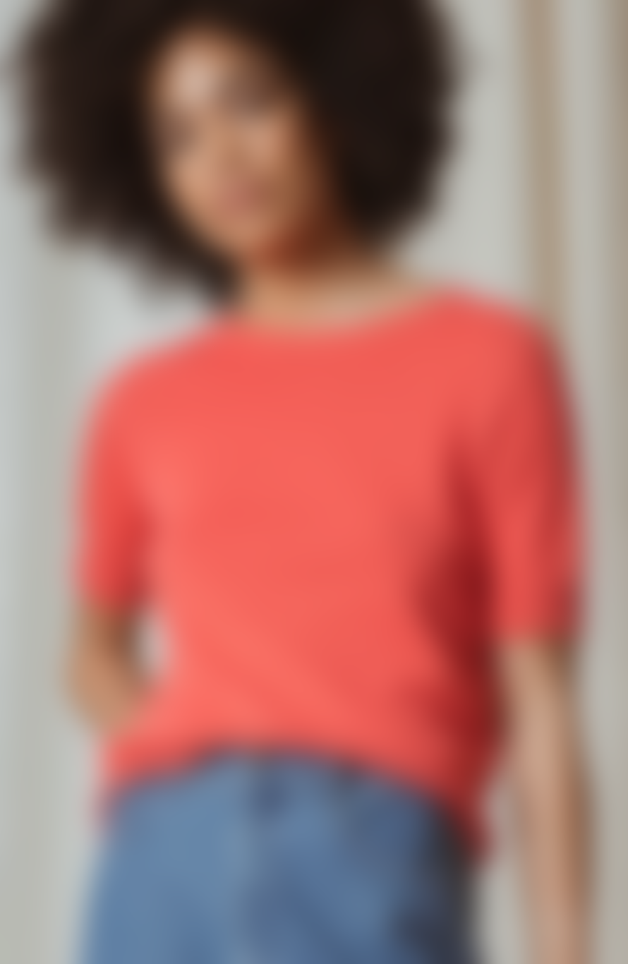 Indi & Cold Plain Knit Jumper In Coral 