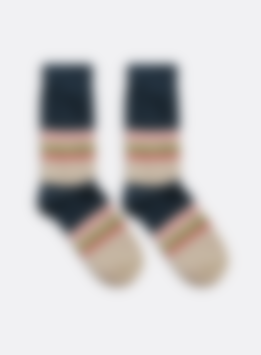 Far Afield Stripe Socks In Navy Multi