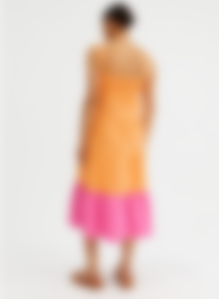 Compania Fantastica Strap Dress In Block Orange & Pink