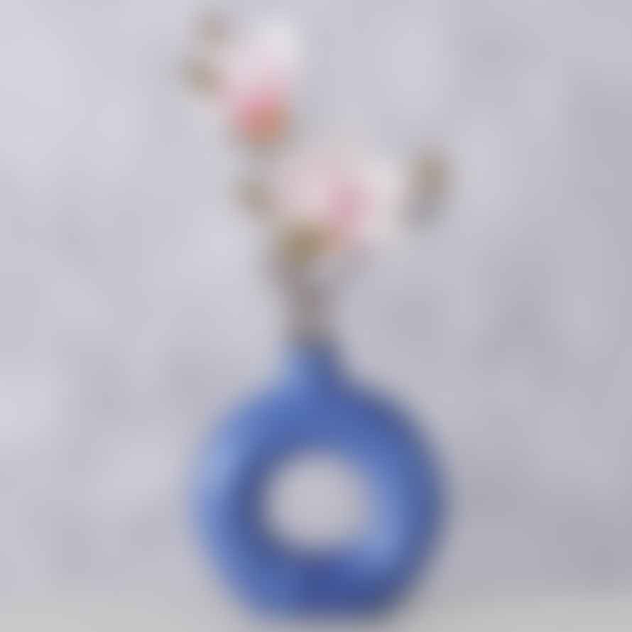 &Quirky Peruya Blue Short Circular Vase