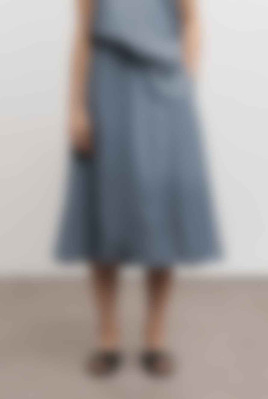 Ahlvar Gallery Michi Linen Skirt Steel Blue