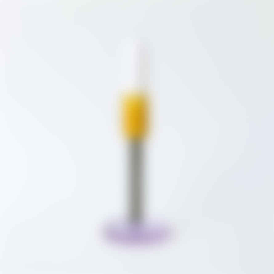 Block Design Tall Glass Candlestick