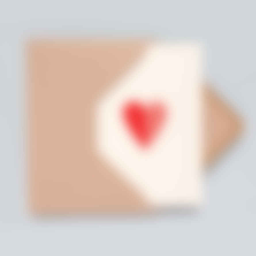 Ola Design Studio Foil Blocked Heart Card In Red