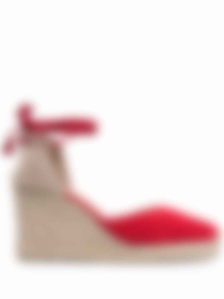 Castaner Red Suede Carina Wedge Sandals