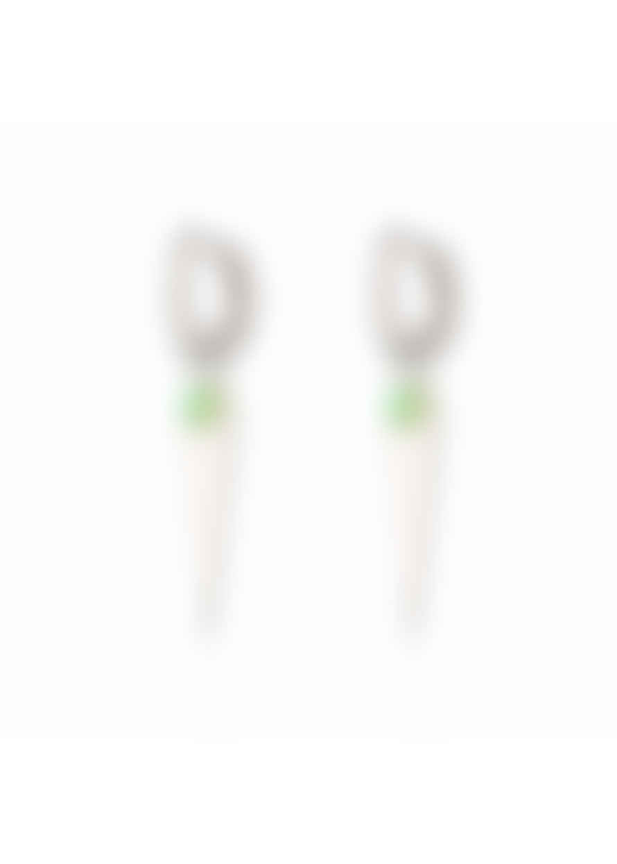 Scream Pretty  Green Opal Spike Charm Hoop Earrings - Silver