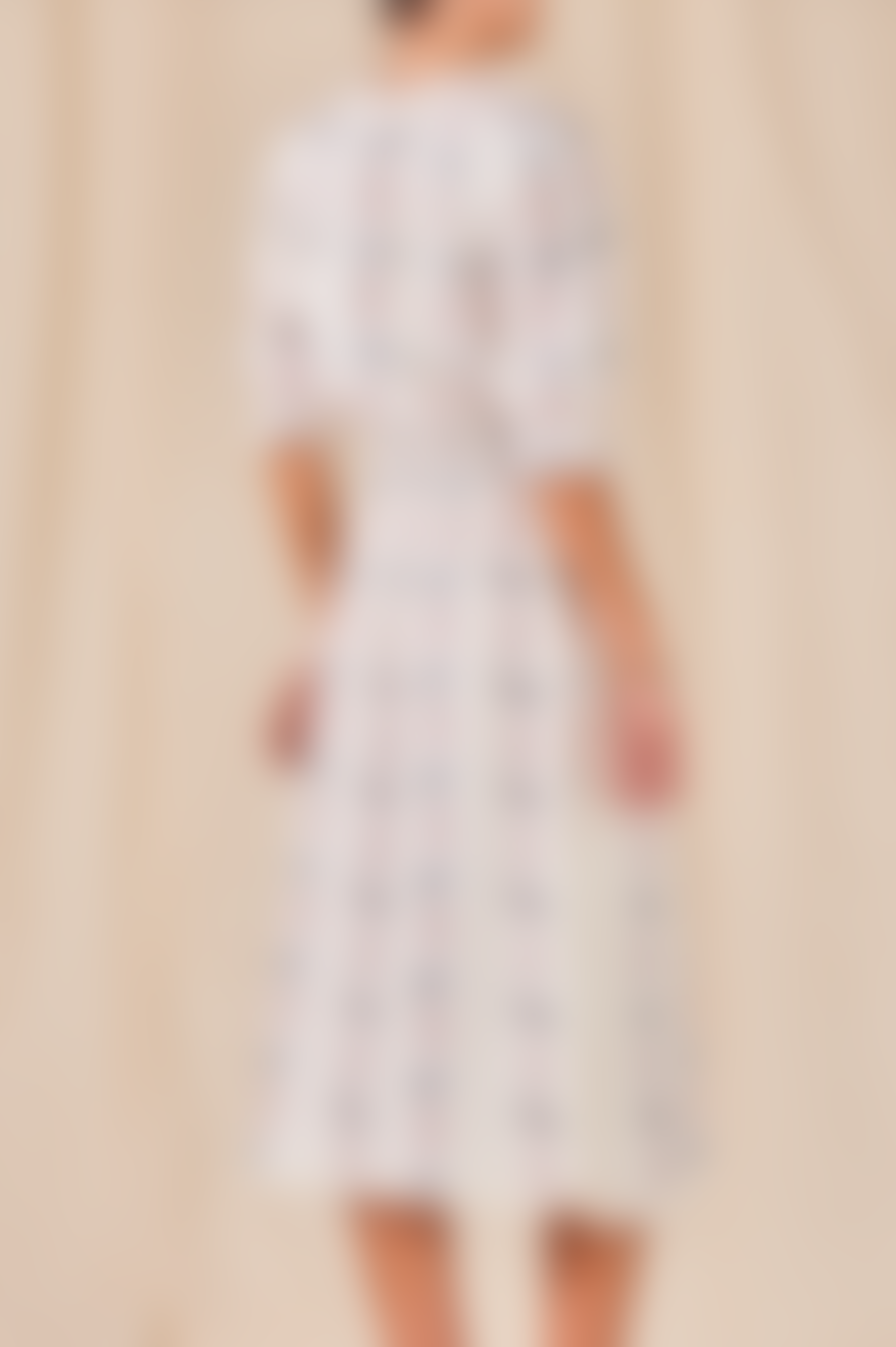 M.A.B.E . Elda Embroidered Ecru Multi Midi Dress