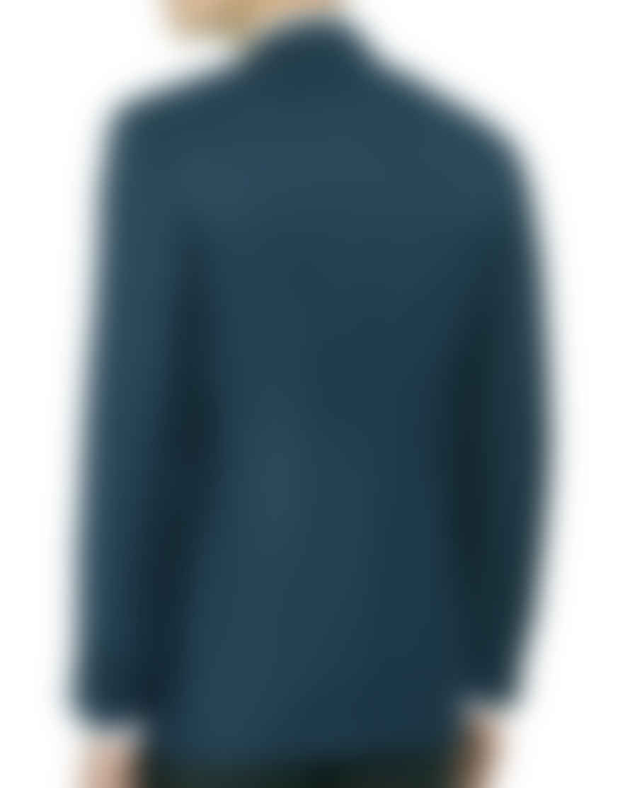 Canali Blue Detail Wool Crossweave Kei 2 Button Jacket