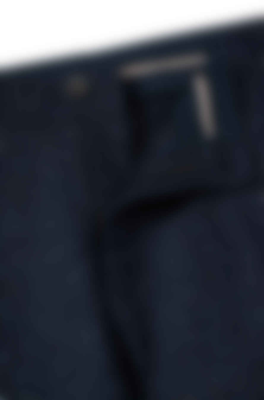 Hugo Boss Dark Blue Wool Silk Blend Micro Pattern Trousers