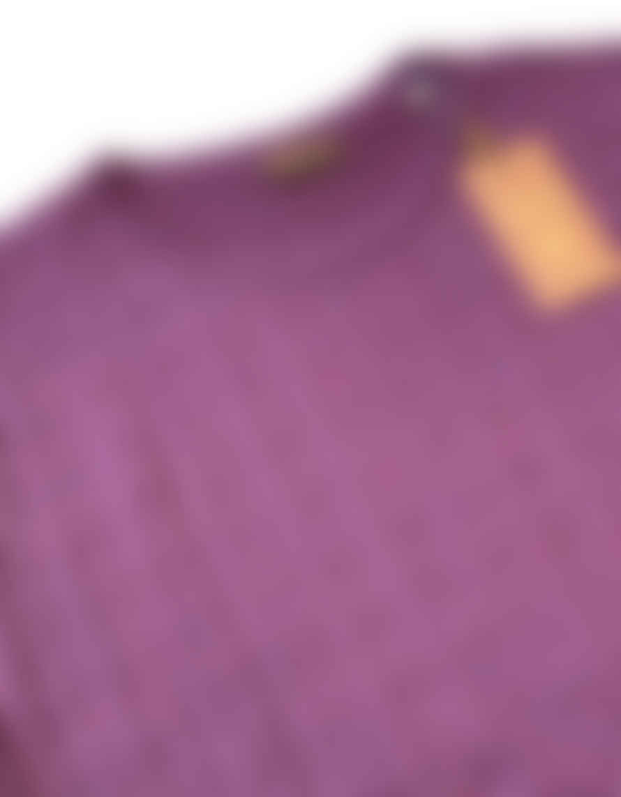 Stenstroms Purple Merino Cable Knit Crew Neck Sweater