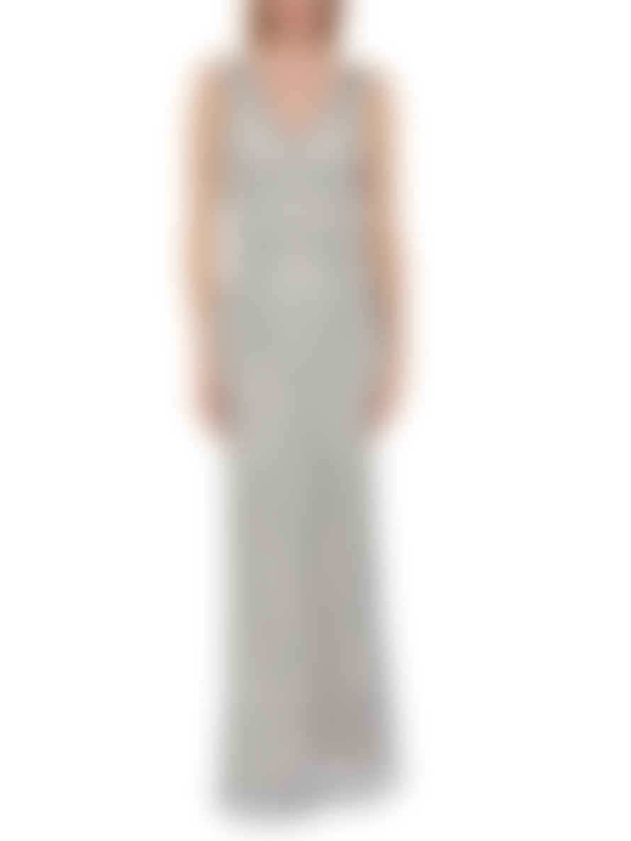 Gina Bacconi Grey Beaded Maxi Dress