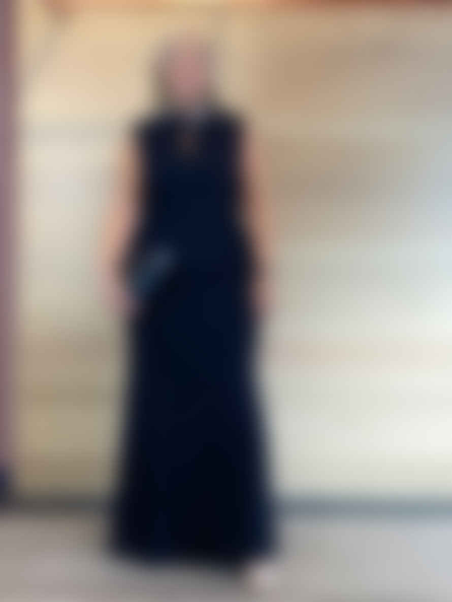 Gina Bacconi Black Stretch Mesh Maxi Dress with Diamante Detail