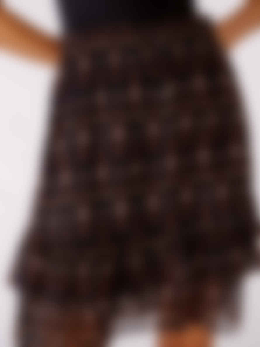 Oui Black and Brown Patterned Skirt