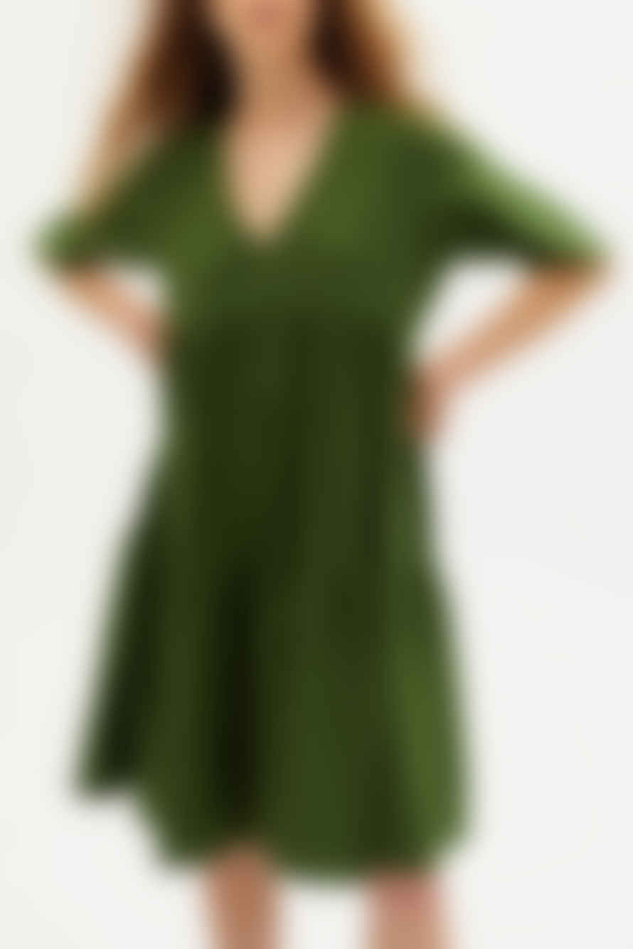 Thinking Mu Green Hemp Fresia Dress